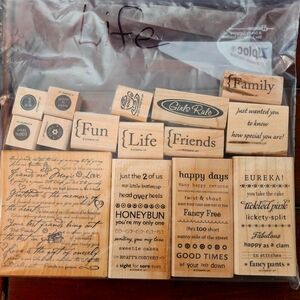 Set Of 15 Stampin' Up! Wooden Stamps With Quotes About Life
